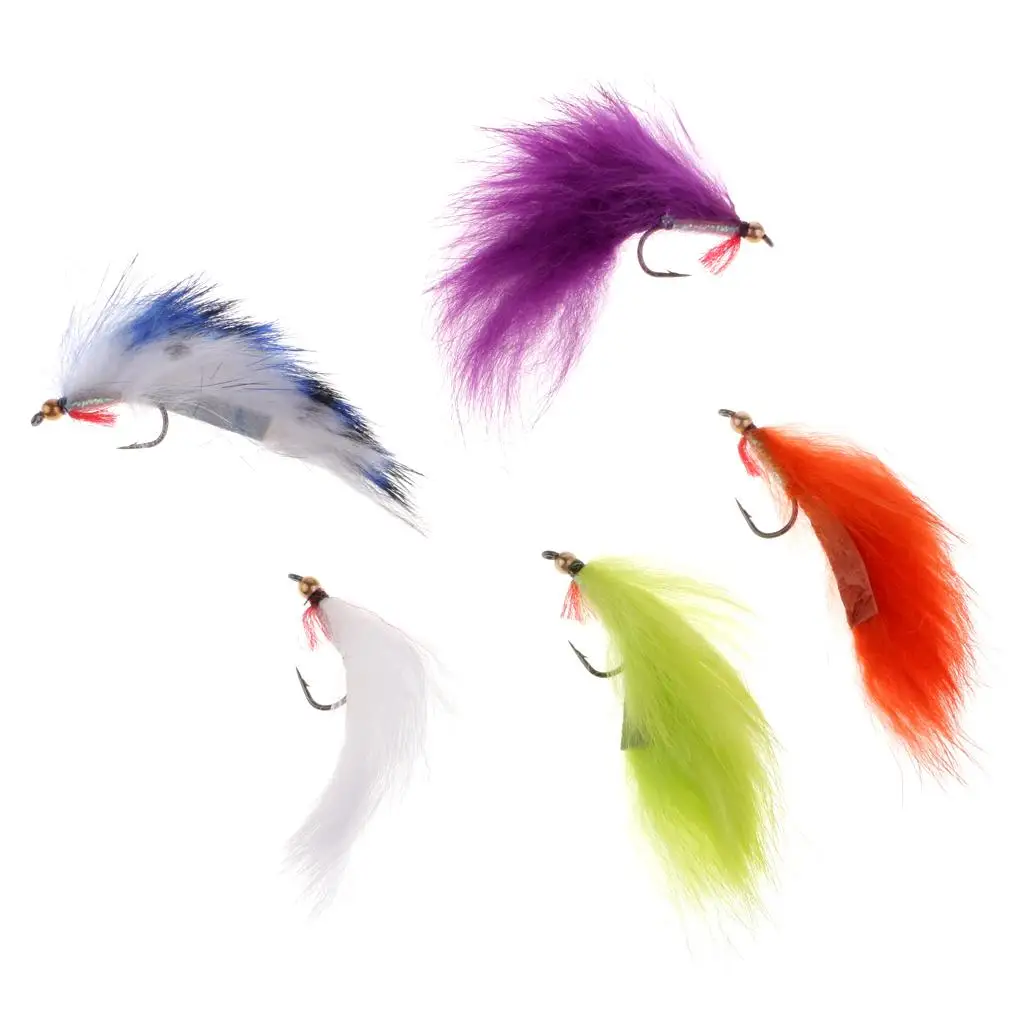 5pcs Sinking Zonker Streamer Flies Baitfish Imitator Trout Fly Fishing