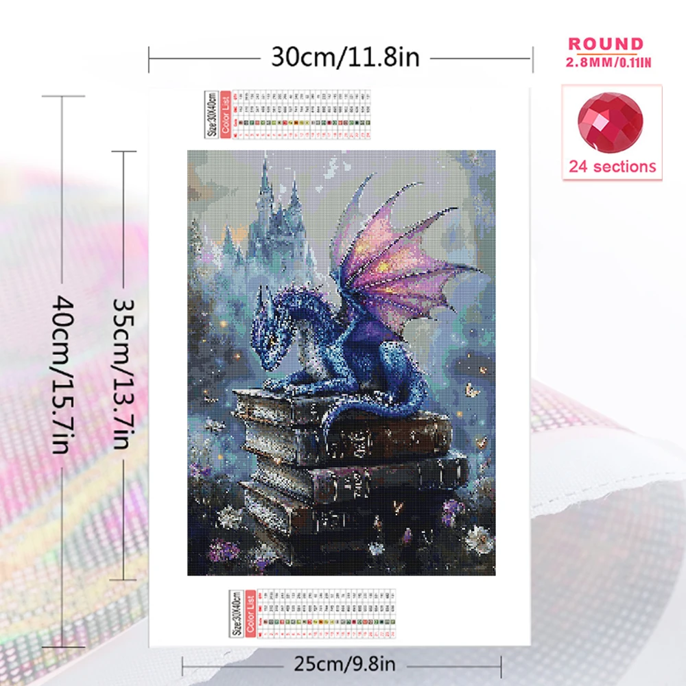 1PC frameless  Diamond Mosaic Dinosaur Animal DIY Full Square Round Diamond Painting Book Picture Rhinestones Castle Child Hobby