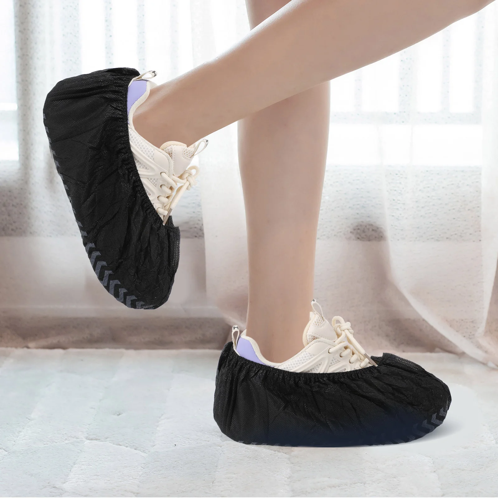 

200pcs Disposable Shoe Non-Woven Anti-Slip Boot Covers Indoor Home Use Workers Visitors Multi-Purpose Floor Protection Lab