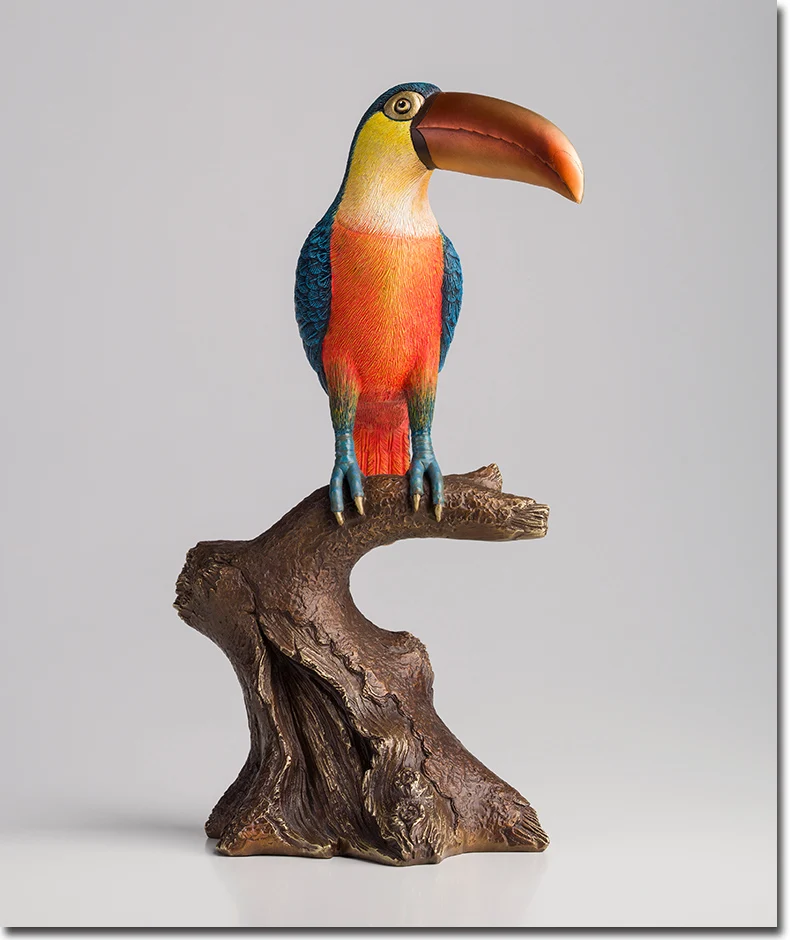 Large-TOP Unique collection gift-Christmas home office bar Decoration-Brazil Ramphastos toco Good luck bird brass sculpture