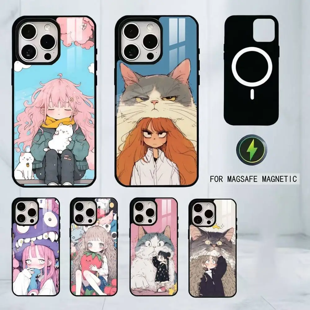

Chibi Girl Phone Case For iPhone17,16,15,14,13,12,11 Plus,Pro Magnetic with Magsafe Wireless Charging