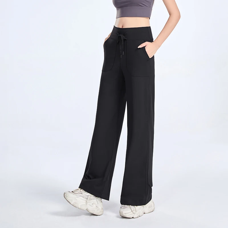 

luluesses Women Yoga Pants Outwear Straight Drawstring High Waist Loose Comfortable Outdoor Wide Leg Sports Pants