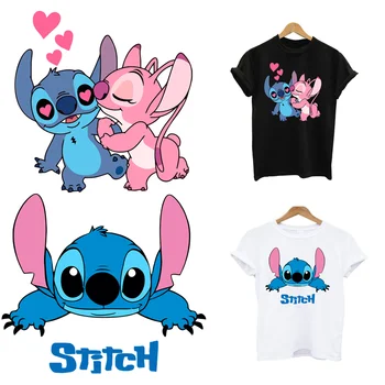 2 ชิ้น/ล็อต Stitch Disney ความร้อนกาวเหล็กบนแพทช์เทอร์โมกาว Thermal Transfer Fusible สติกเกอร์สําหรับเสื้อผ้าเด็ก DIY
