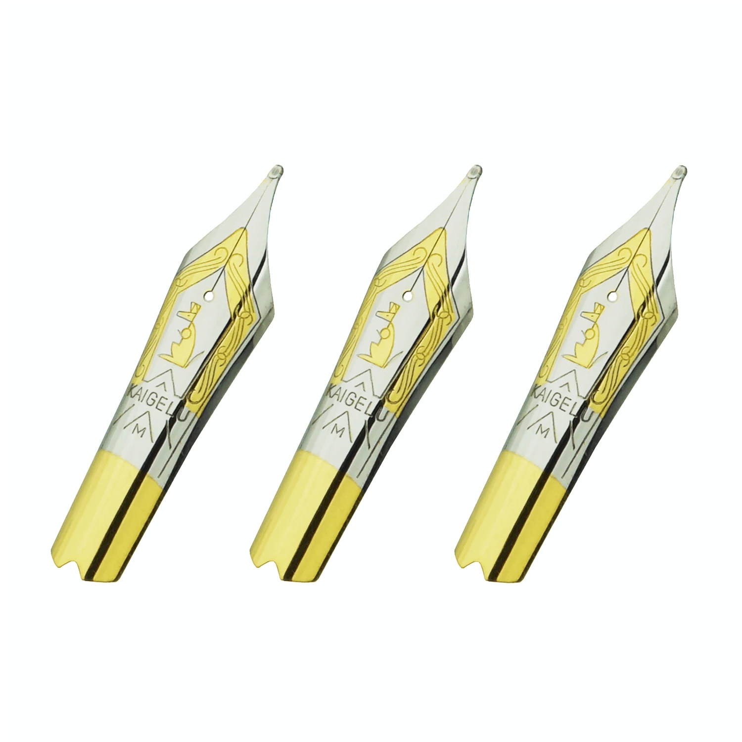 3PCS Original Kaigelu Fountain Pen Nibs #6 Nib Golden EF F M Size Compatible with Jinhao 100, 450, Yongsheng 699, Majohn T1, C1