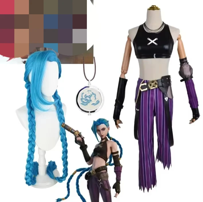 

Anime Jinx Cosplay Arcane Game LOL Halloween Costume Women Full Set Adult New Year Theme Party Girl Novelty Role Play Outfit