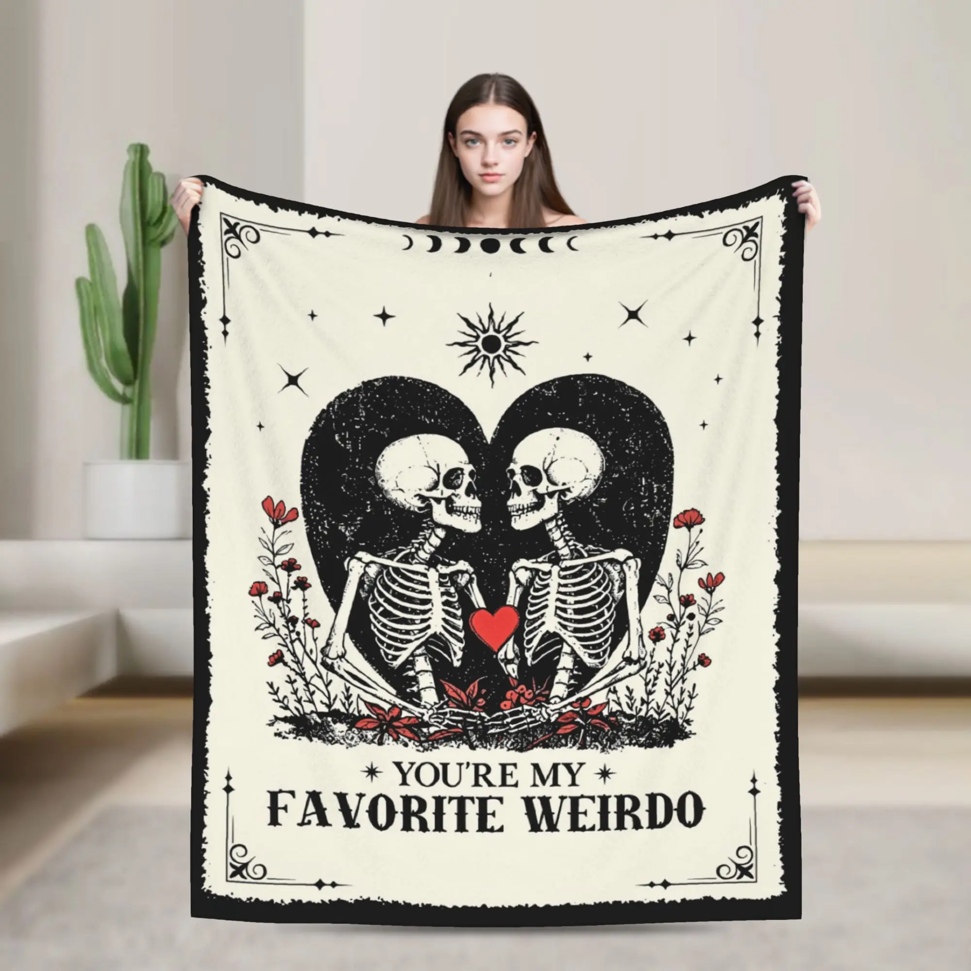 Introvert Skeleton Halloween Blanket  Soft Street Trend Plush Throw Blanket Girls Boys Couch Chair Flannel Bedspread Bed Cover