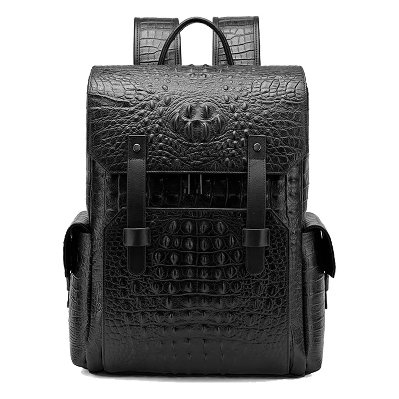 

New Business Alligator Men Backpack First Layer Cowhide Men's Bag Genuine Leather Schoolbag Large 16 Inch Laptop Backpacks