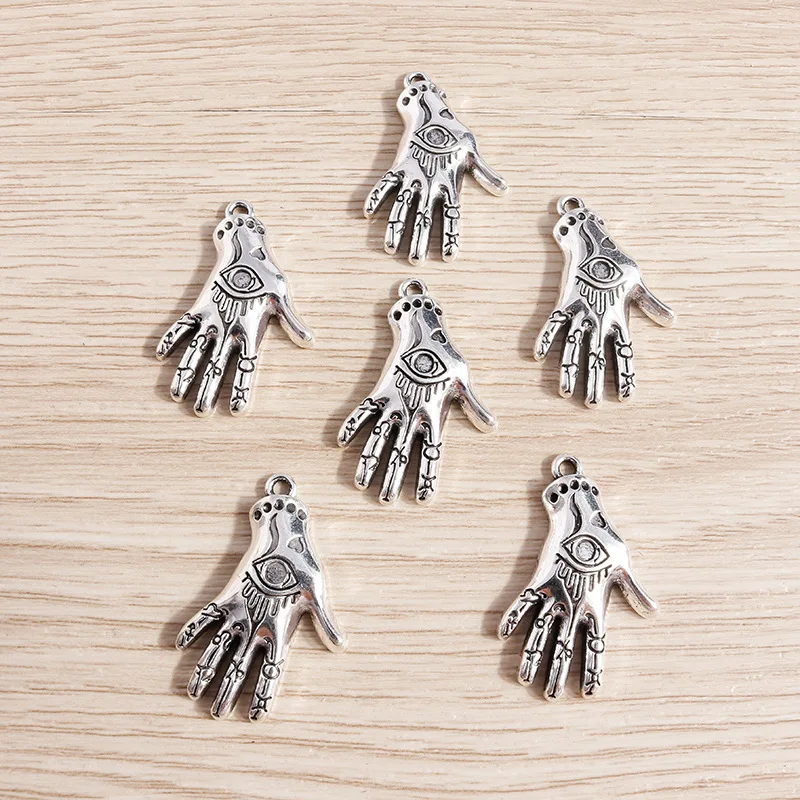 10Pcs Electroplated Alloy Accessories, Retro Ethnic Storm, Simia Palm Pendant, Diy Jewelry, Accessory Pendants