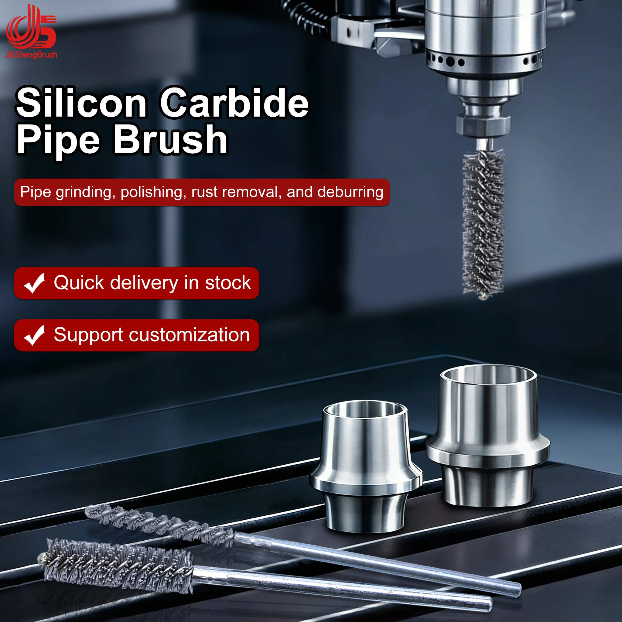 Abrasive Nylon Pipeline Brushes Silicon Carbide Deburring Polishing Inner Diameter Bore Cast Iron Stainless Steel Aluminum Tool