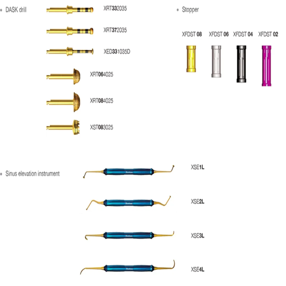 Dental Dentium Dask Kit wiertła korki Sinus Lifting Elevation rozwiązanie narzędzie Instrument Dask Dentium Advanced Sinus Kit Kit Dask