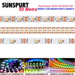 WS2811 2815 pasek dioda Led RGBW 5050 SMD adresowalny 30 60 144 diod Led zewnętrzny 1 IC Control 3 diody Led jasne normalne diodowe DC12V