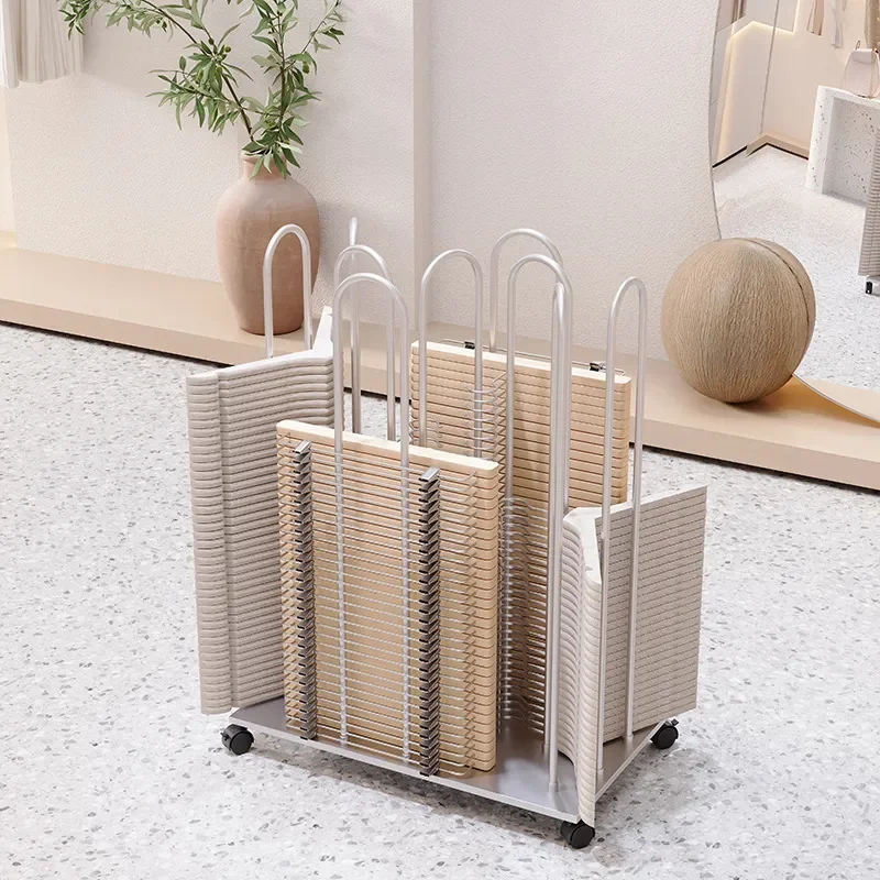 Clothing Store Hanger Storage Rack Movable Metal Floor Standing Garment Rack with Wheels Easy Assembly Disassembly for