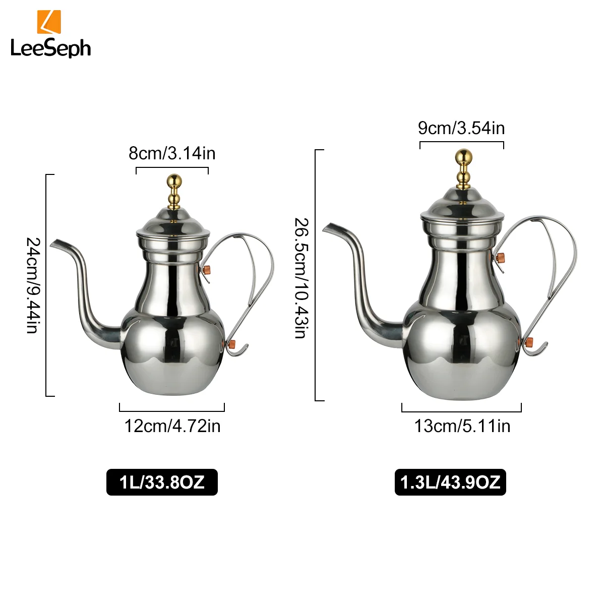 Leeseph-Cafetière turque en acier inoxydable, théière arabe avec maille filtrante, bouilloire à col de cygne pour 73, thé, jus, lait