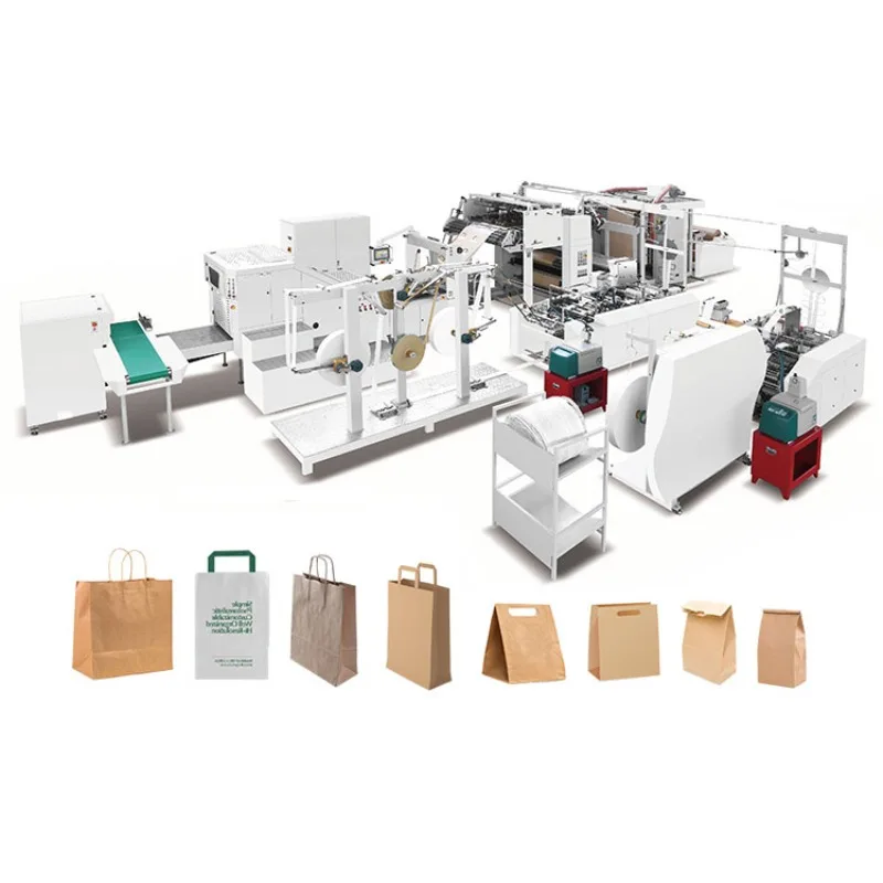 Fully Automatic Square Bottom Shopping Paper Bag Making Machine Kraft Paper Shopping Bag Production Line with Printing Machine