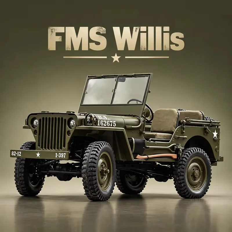 FMS 1/6 Climber RC Crawler, 1:6 Scale Realistic Willys, Large 4WD Electric Remote Control Off-Road Model Car for car enthusiasts