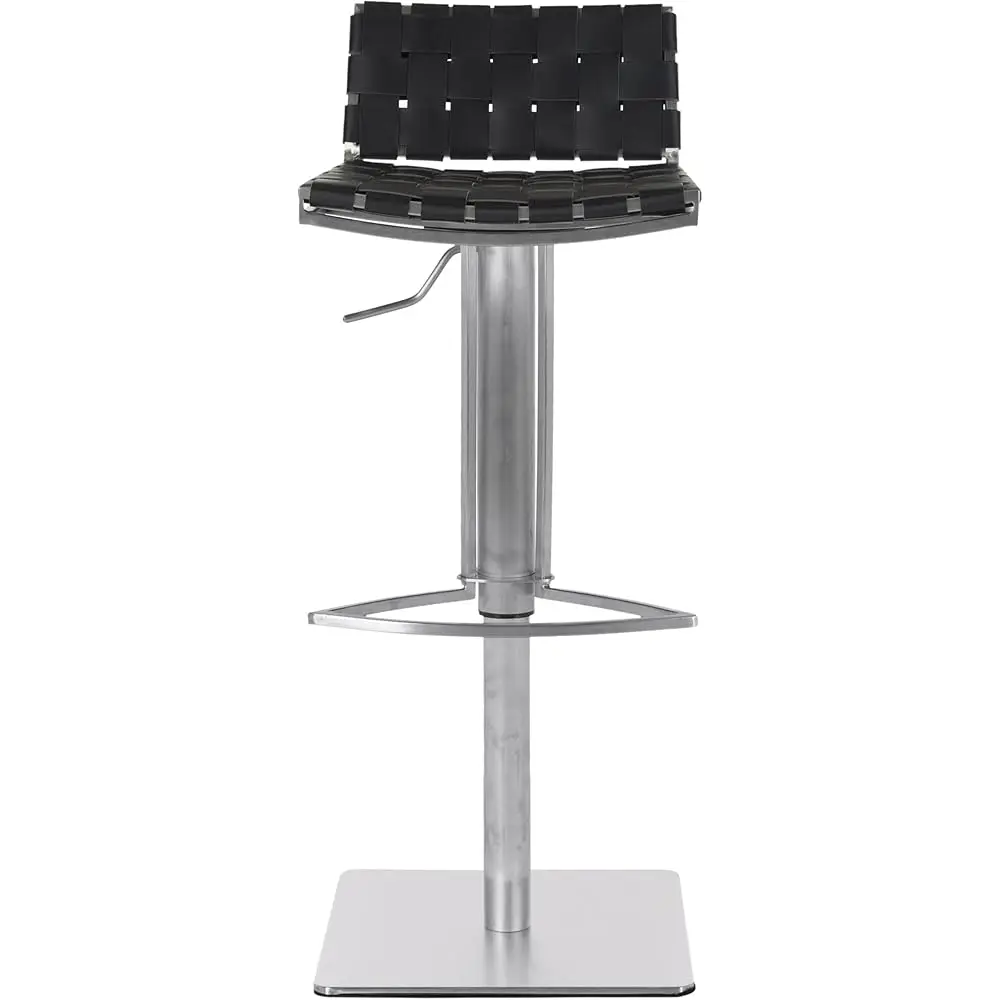 Home Collection Banco de bar com elevador a gás ajustável em aço inoxidável e couro Bla 21,7-30,7 polegadas