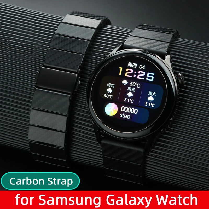 Carbon Strap for Samsung Galaxy Watch4 3 45mm 41mm Carbon Fiber Band 20mm 22mm for Samsung active 2 Gear S3 Frontier/Classic