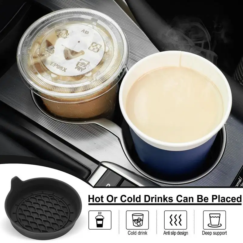 Silicone Car Coaster Non-Slip Car Interior Accessories Mat Waterproof Anti-Scratch Heat Resistant Silicone Auto Cup Mats For