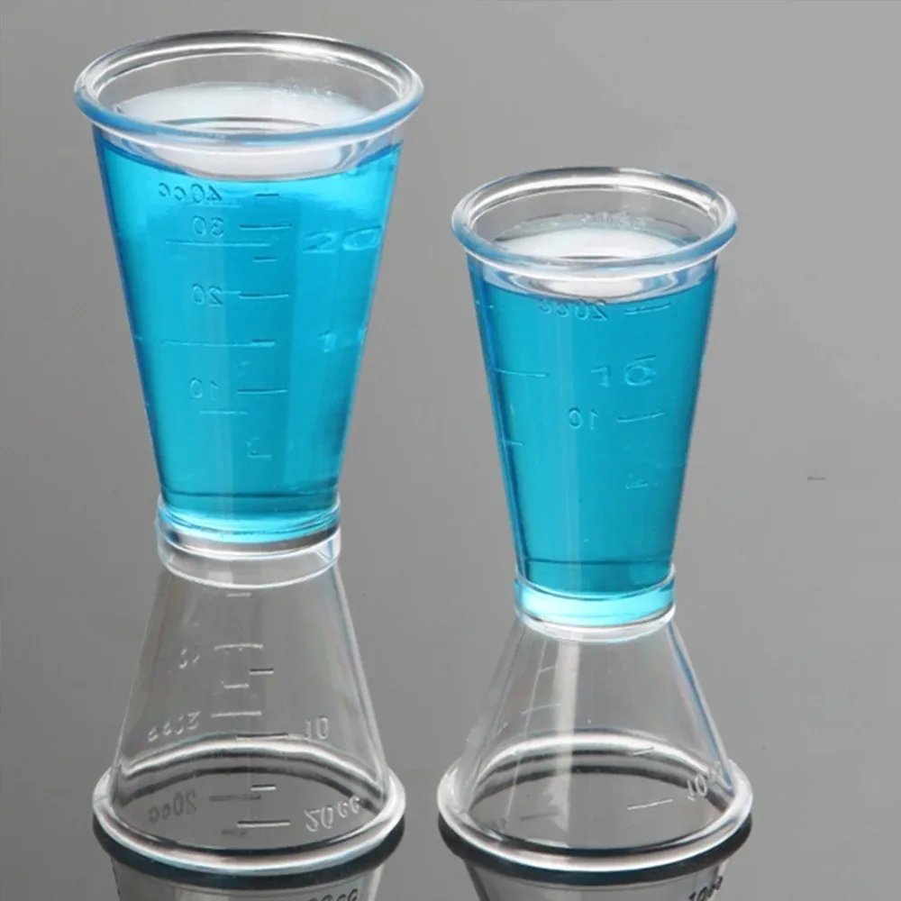 Double-headed Resin Cocktail Measure Cup Transparent 10-20ml/20-40ml Ounce Measuring Cup with Scale Cocktail Jigger