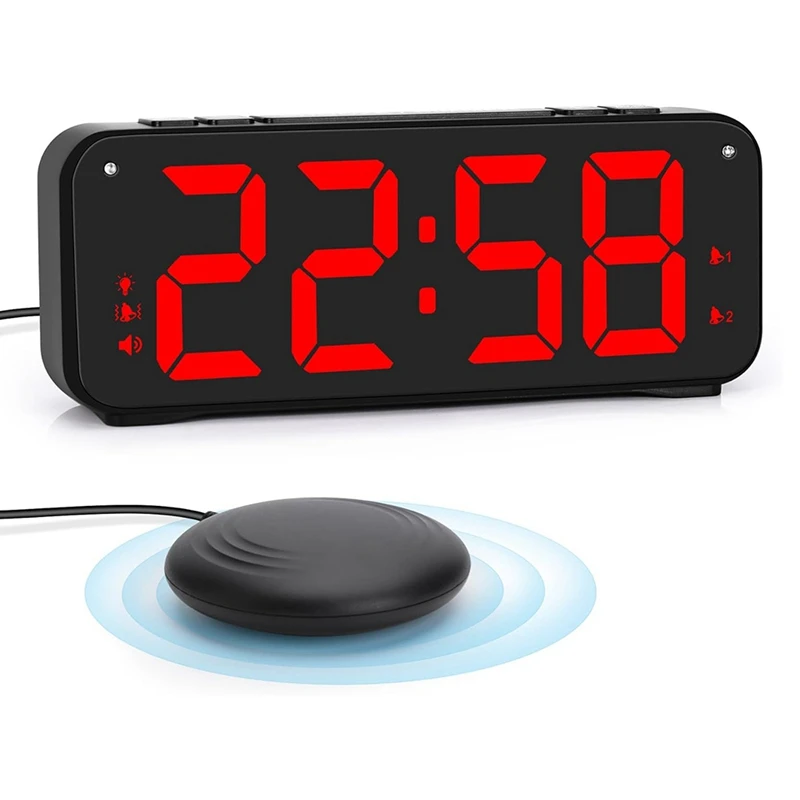 

Loud Alarm Clock For Heavy Sleepers Adults,Dual Alarm Clock With Bed Shaker,For Bedrooms,6.5In Large Display With Dimmer Durable