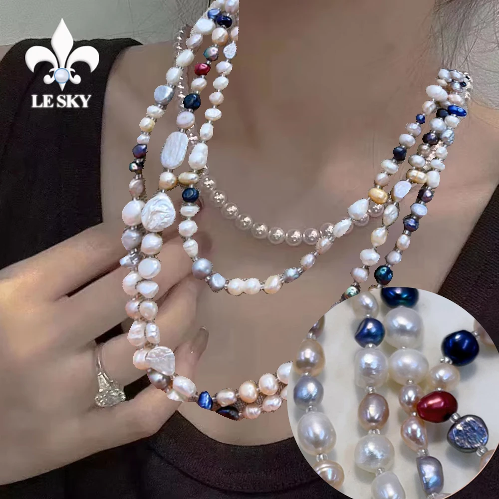 

Baroque Pearl Chains Irregural Natural Freshwater Pearl Loose Spacer Beaded Necklace for Women Jewerly Party Gift lenth 120cm