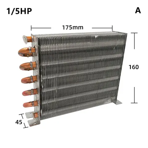 Freezer Freezer Condenser 1/5HP Air-cooled Water-cooled Aluminum Fin Copper Tube Radiator Fin Heat Exchanger Without Shell