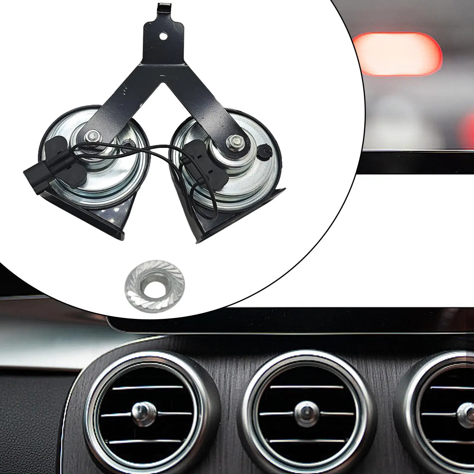 

Clear Loud Car Dual Horn Assembly Practical Substitute Sturdy Metal Part Number 8C2Z-13832-C for Ford E150 2005-2014