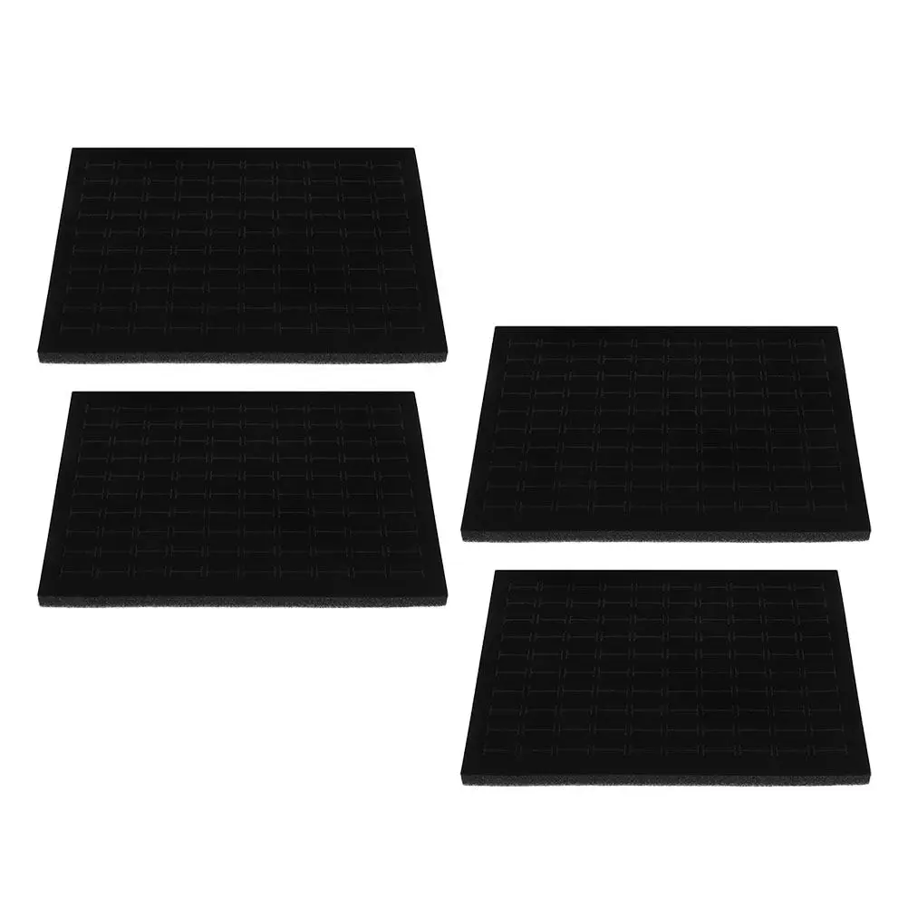 4Pcs Nail Art Storage Box Inserts Black Soft Sponge Ring Organizer Cushion Jewelry Display Showcase Protective Sponge Pad