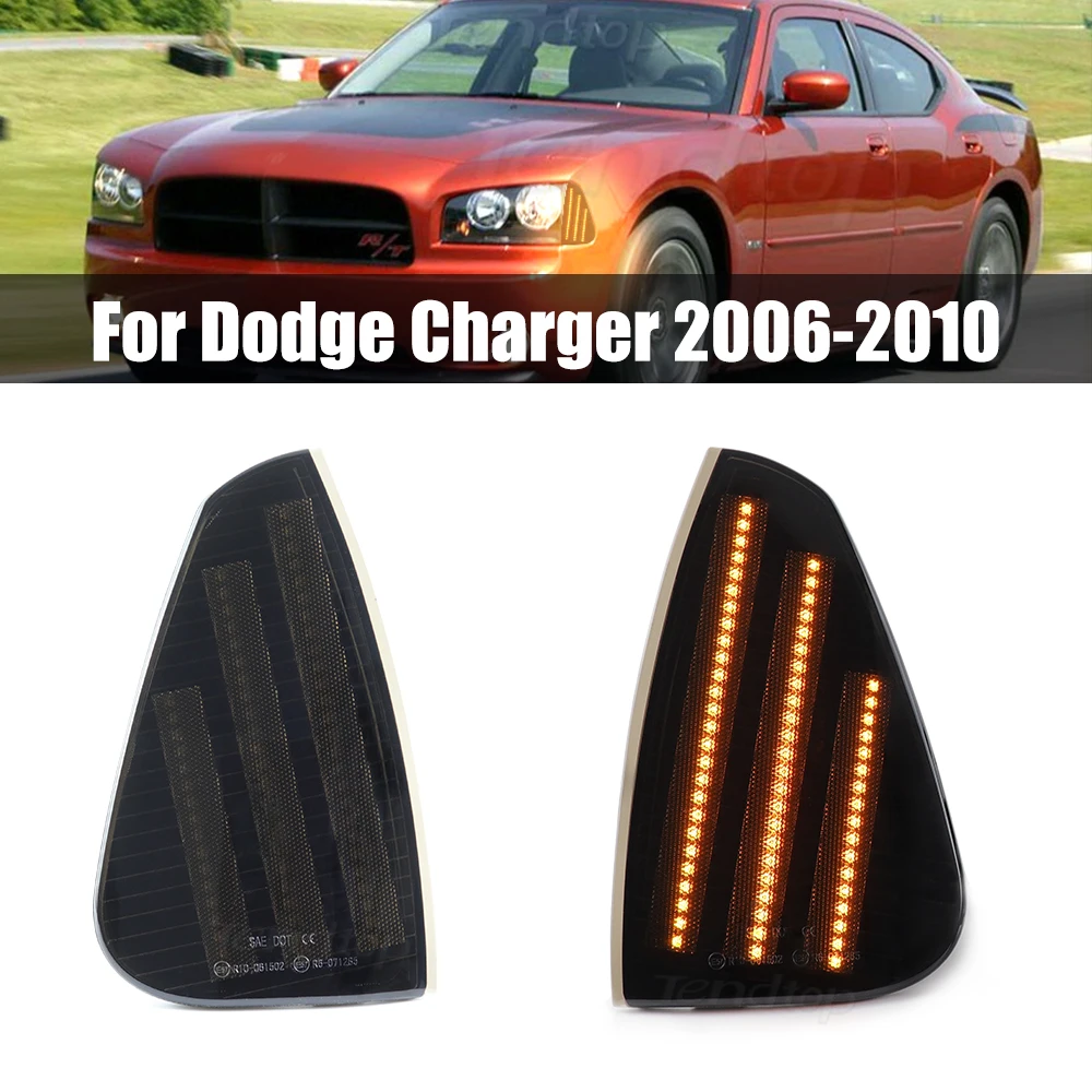 LED Turn Signal Front  Side Light 3 Rows LED Strips Fit Car Accessories Signal Lamp Amber/White For Dodge Charger 2006-2010