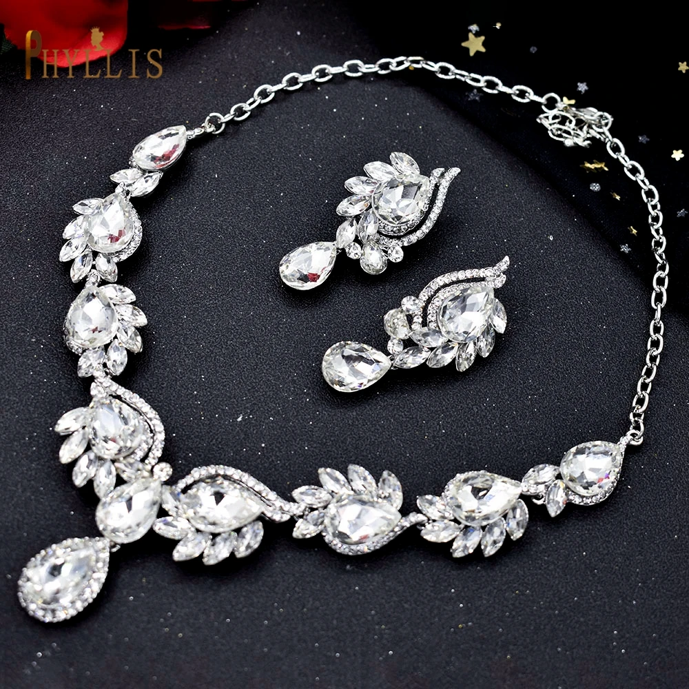 C20 Vintage Necklace Earring Jewelry Set for Women Wedding Party Gift Romantic Female Bride Jewelry Festival Gift Travel Set