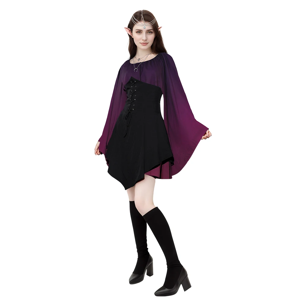 Verkleidung 7 teile/satz Elf Vampire Cosplay Ohr Renaissance mittelalter liche Bühne Kostüm Frauen Rollenspiel Phantasie Dress Up Party Stoff