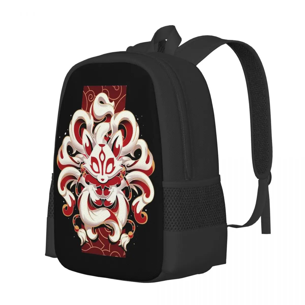 Fox Spirit Kitsune Japanese Kabuki Student Backpack School Bag Hiking Travel Daypack for Men Women Fashion Bookbag Shoulder Bags