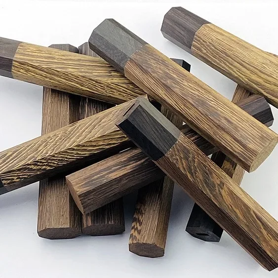 Stabilized Wenge Wood Handle - Hand-Polished Zebra Grain for Knives/Tools/Crafts