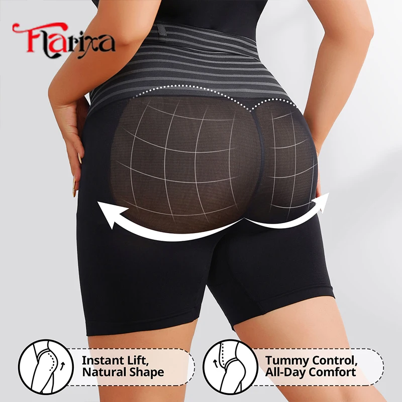 Flarixa Plus Size Tummy Control Shapewear for Women High Waist Body Shaper Shorts Seamless Compression Underwear With Butt Lift