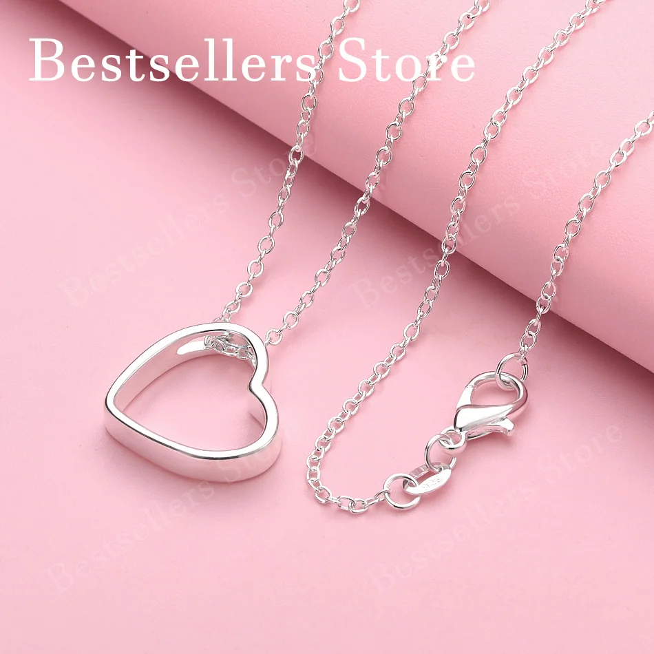 

925 sterling silver 16-30 inch exquisite heart-shaped pendant necklace for women's fashion wedding jewelry accessories