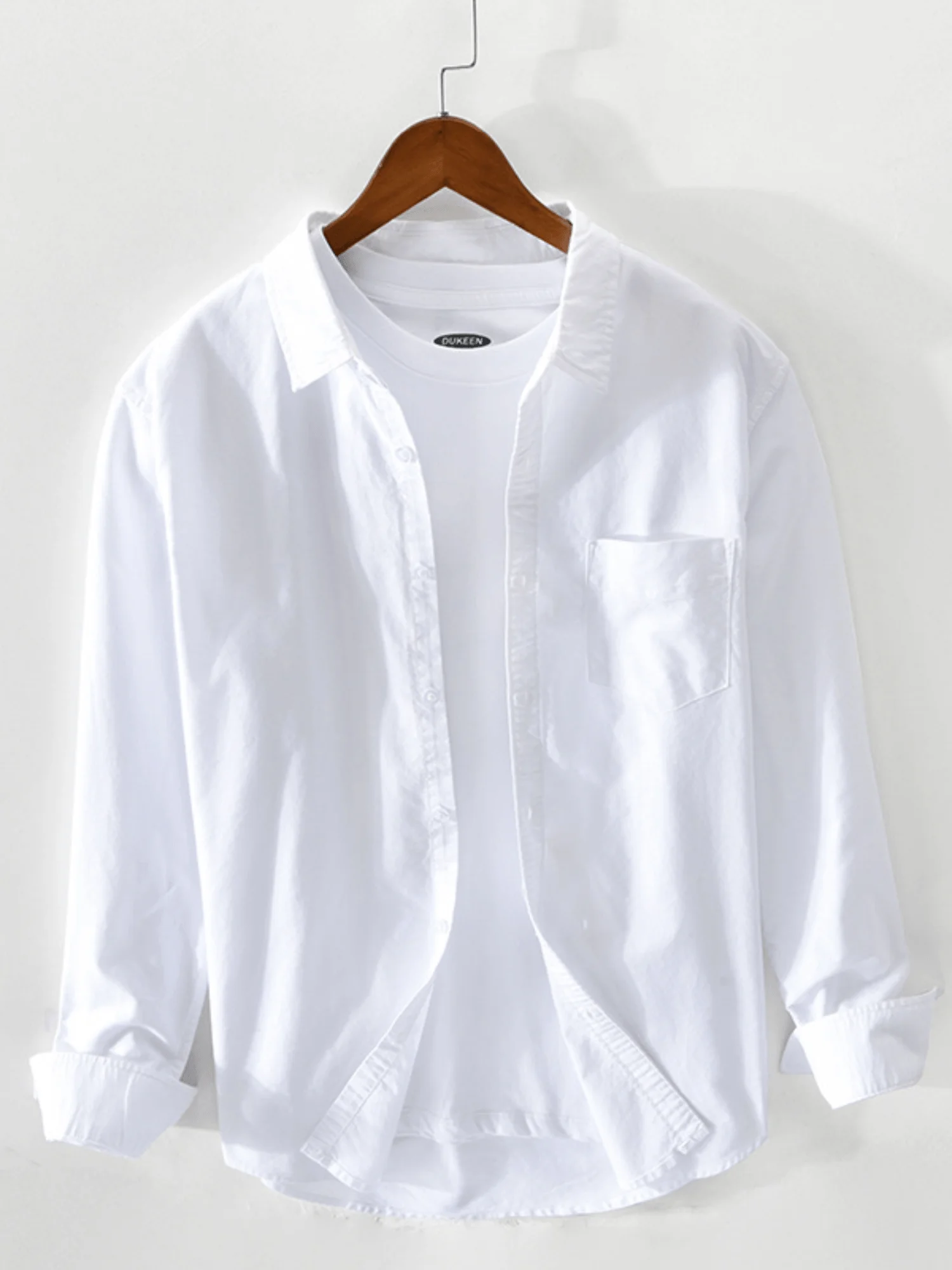 

Japanese Waed Ox Cloth Long Sve Men's irt Pure Cotton Casual Versatile Color Top Trendy Brand Slim Fit White...