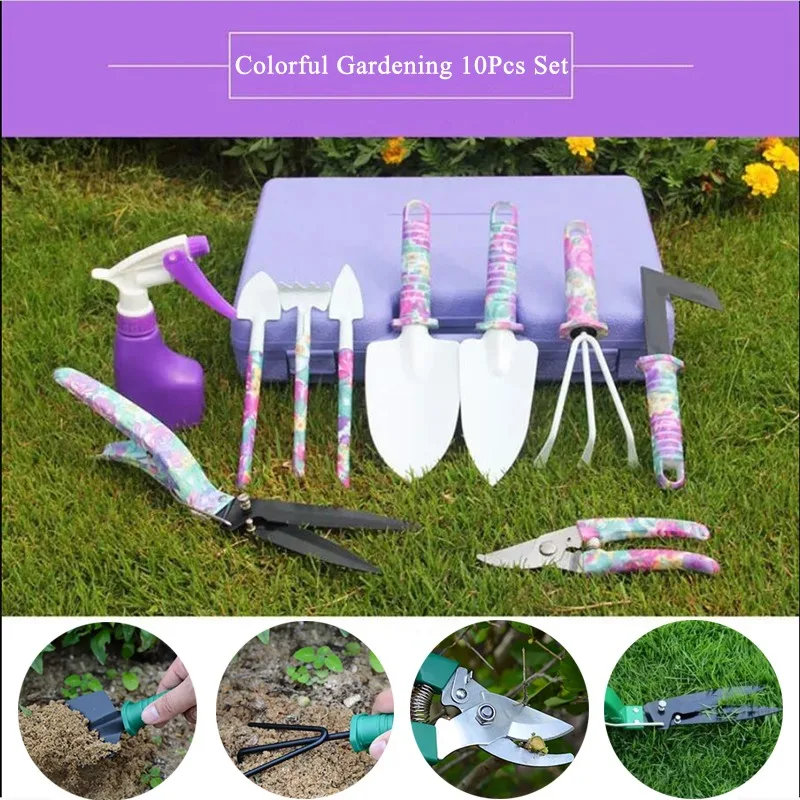 Colorful Garden Tool Sets Gardening Gifts 5/10 Pcs Plant Hand Tool Sets for Women & Men Gardener