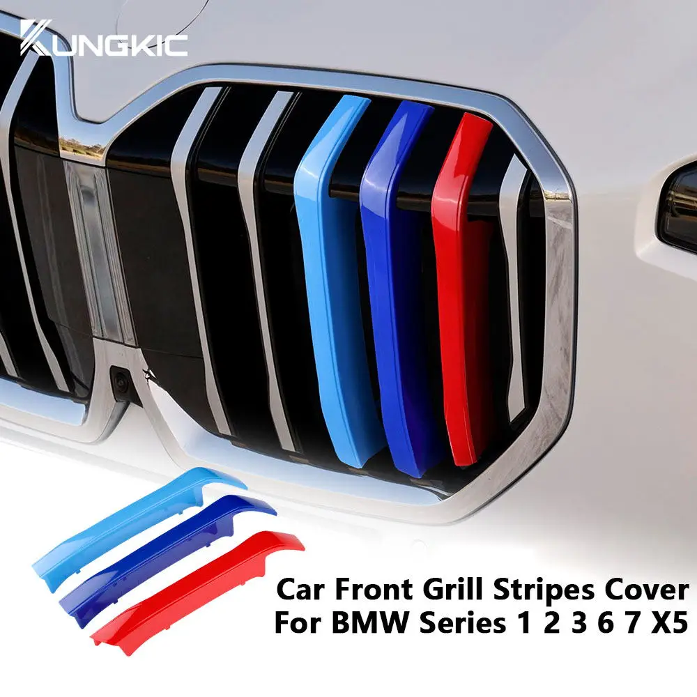 3Pcs Front Grille Trim Strips For BMW Series 1 2 3 6 7 X5  U06 G07 g60 g65 F40 F44 Grid  Clips Trim Motorsport Accessories