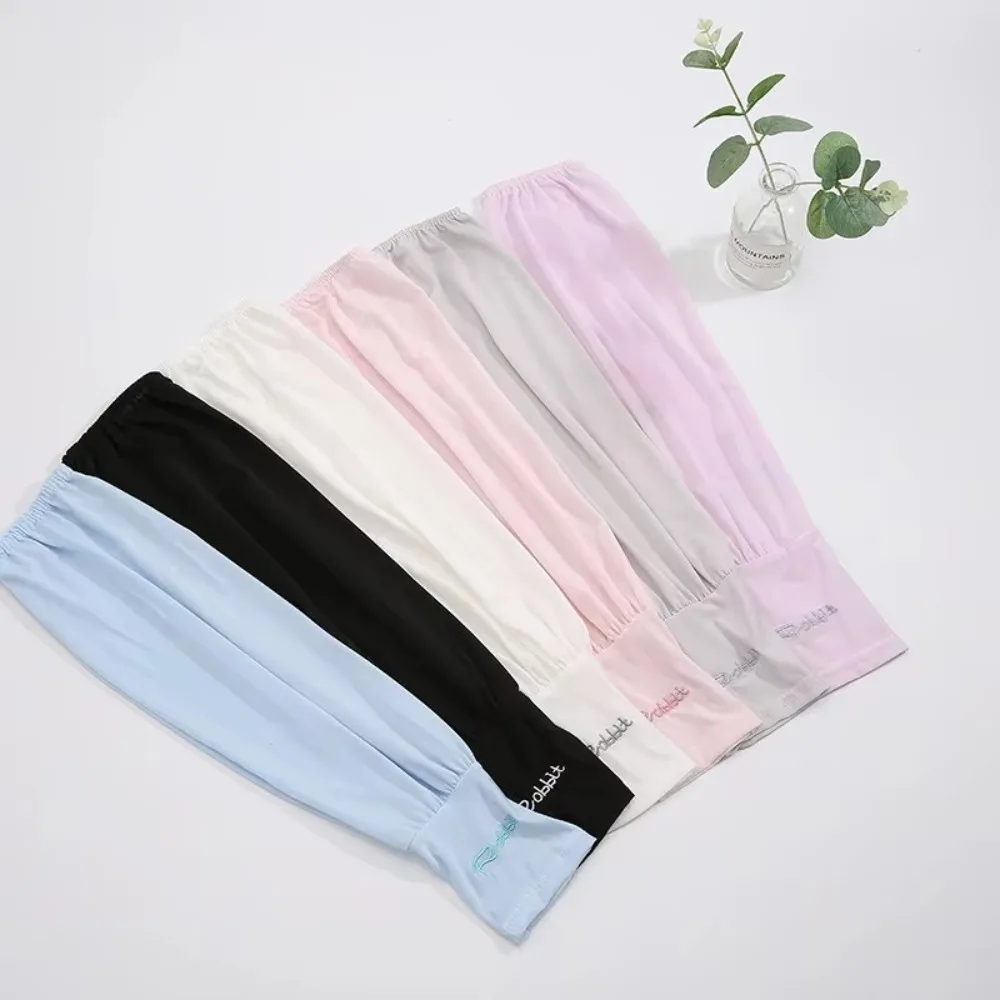 

2PCS/Pair New Soft Loose Ice Silk Sleeves Long Length Breathable Sunscreen Long-Sleeve Non-Slip UV Protection Sleeves Summer
