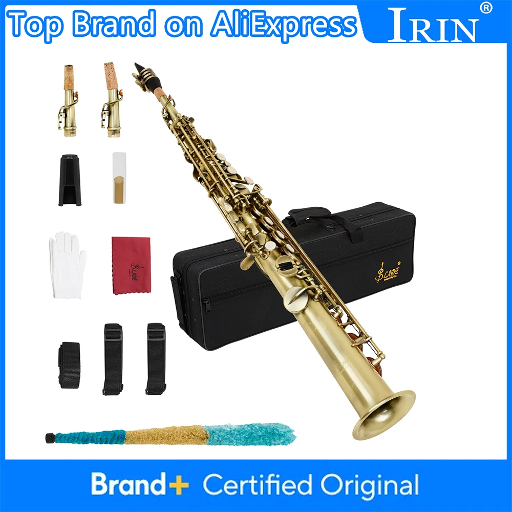 SLADE سوبرانو الساكسفون Bb النحاس الجسم مستقيم ساكس برو ساكسفون آلات النفخ الخشبية مع أجزاء الملحقات #1