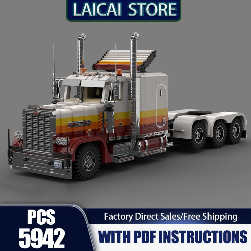 

Urban Car Model Moc Building Blocks Modular 389 Tri Axle Truck Bricks Model DIY Assembly Construction Toy Holiday Birthday Gifts