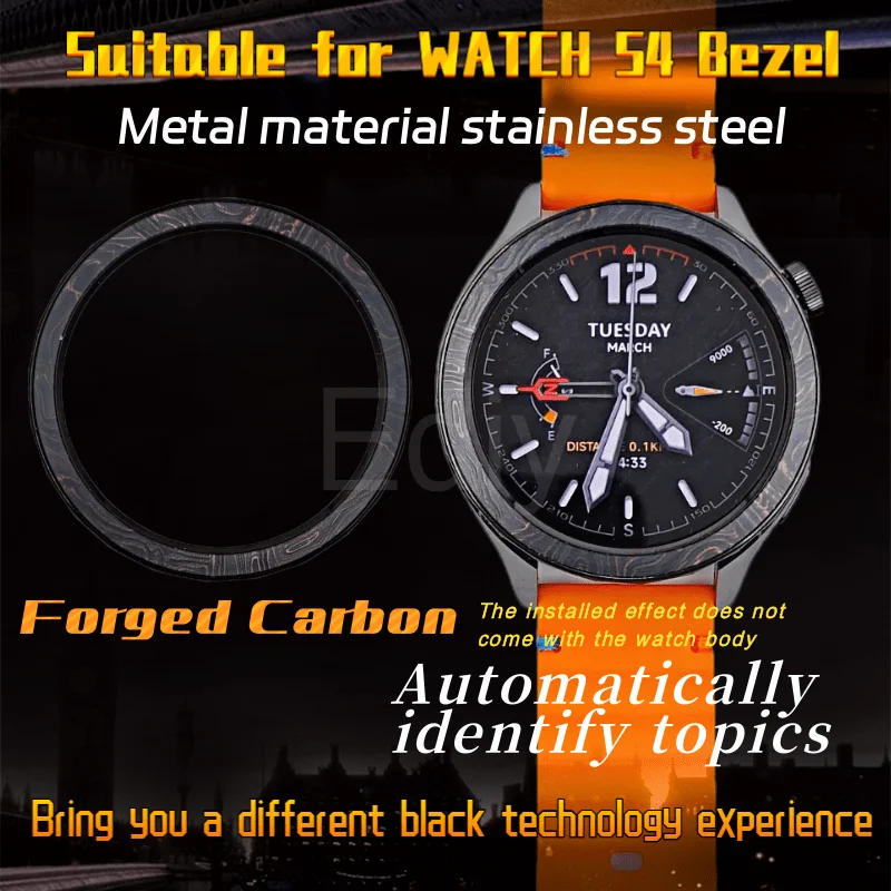 Cover for Xiaomi Watch S4 Metal Bezel Forging Carbon Esim Stainless Steel Bezel Automatic Recognition Theme