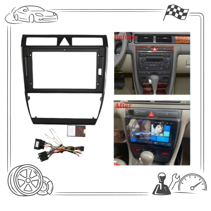 

Car Audio 9" Big Screen DVD Fascia Frame Adapter For Audi A6 2002-2006 2Din Dash Installation Panel Frame Kit