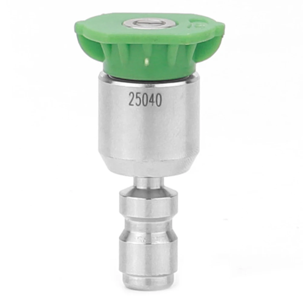 Four Piece Rotating Quick Connect Nozzle Set for 4000 PSI Pressure Washers with 1 4 Inch Thread and 360 Degree Adjustment Range
