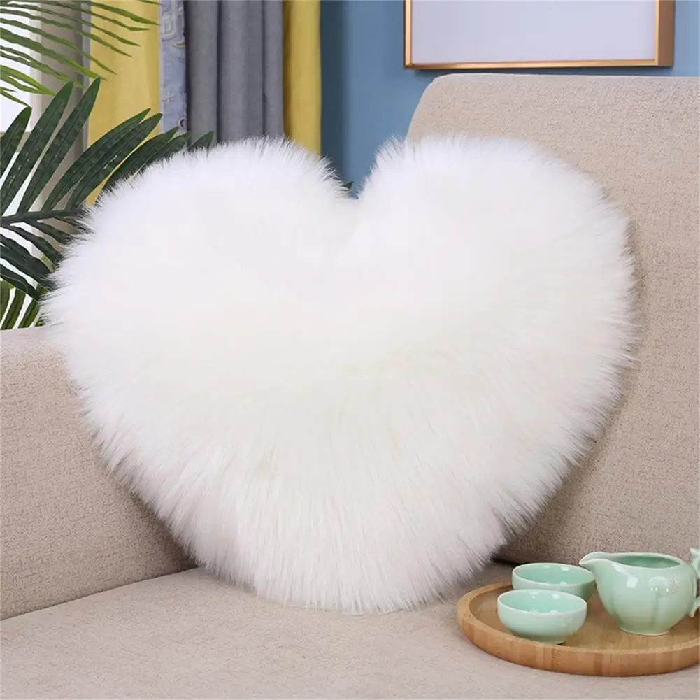 Pillow Cushion Washable Pillow Doll PP Cotton Cute Heart Shaggy Fluffy Sofa Pillow Assorted Plush Pillow Cover Sofa Bed Cushion