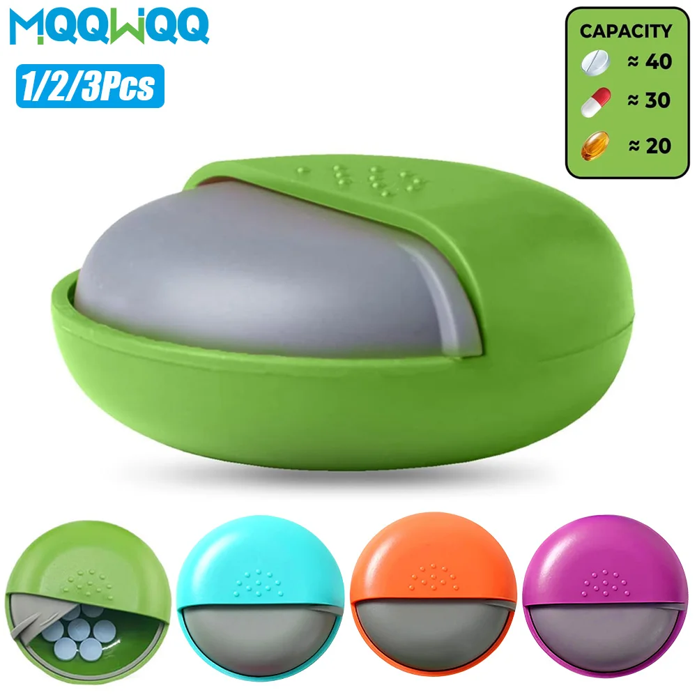 

1/2/3 шт. органайзер для таблеток для путешествий, милая круглая коробка для таблеток для кошелька, компактный контейнер для лекарств для рыбьего масла, витаминов и добавок
