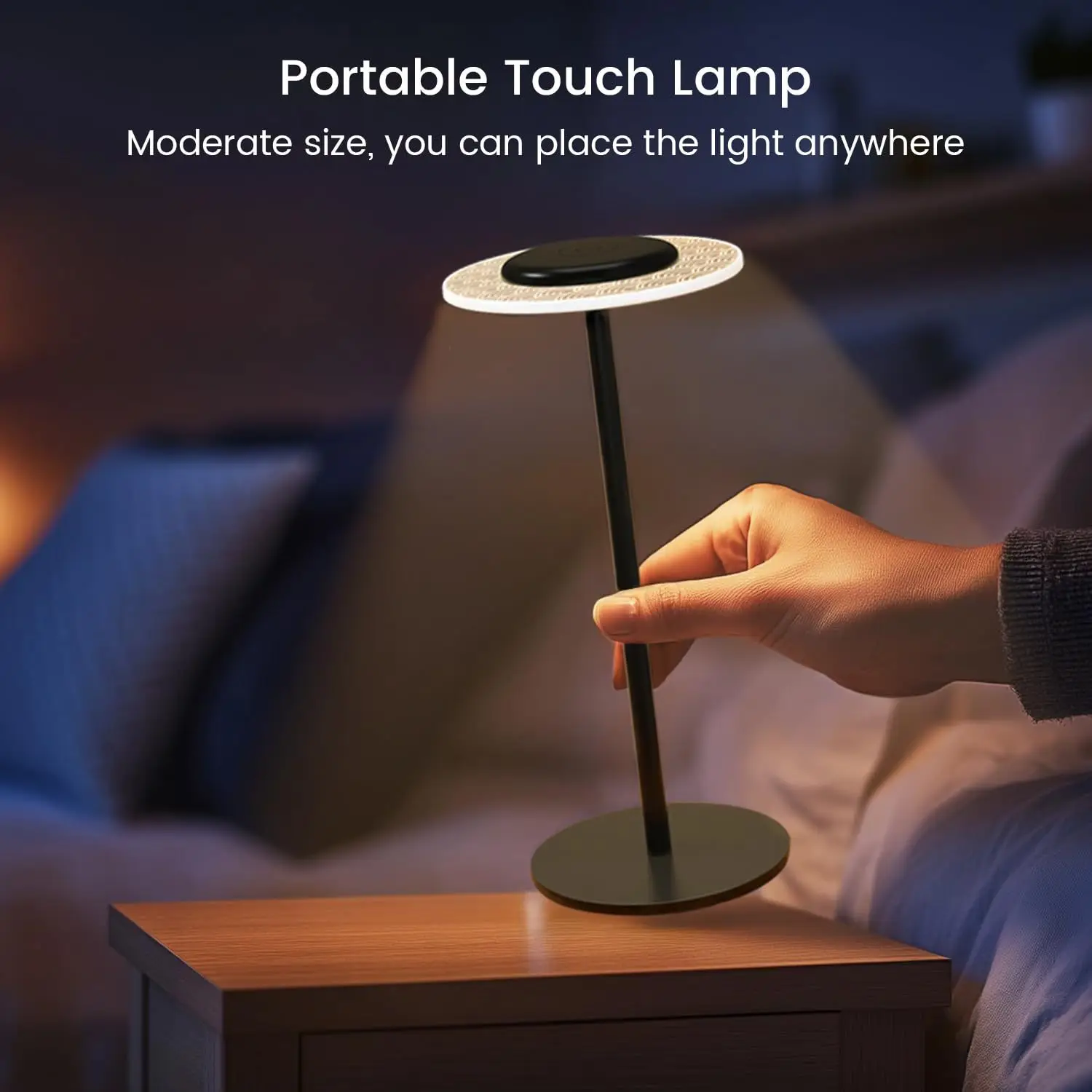 

Round Rechargeable Table Lamp Portable RGB Desktop Ambient Light Touch Adjustable Night Light Metal Stand For Bedroom Decoration