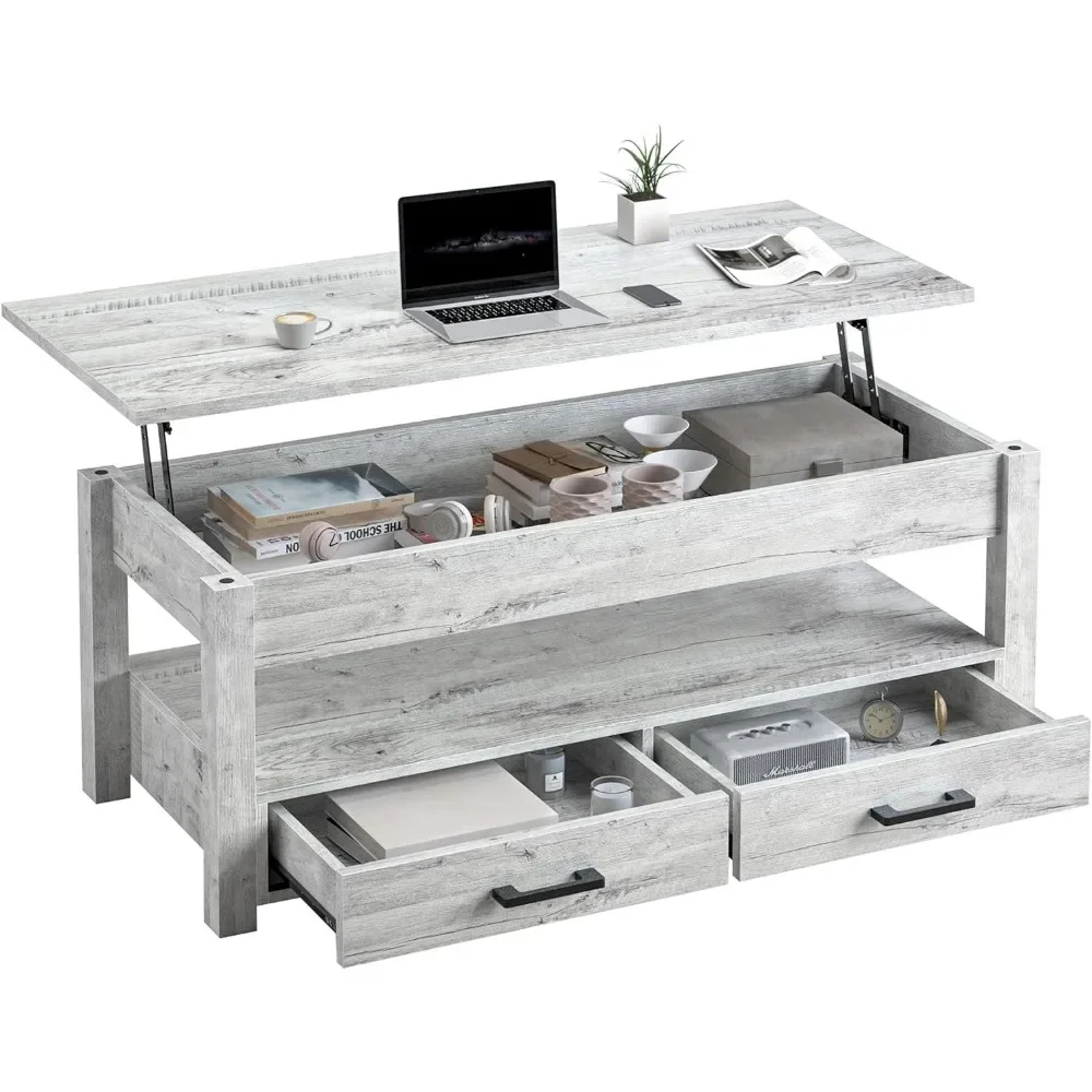 Oversized Coffee Table com Storage Drawer, Sala Móveis, Hidden Compartment, Frete Grátis