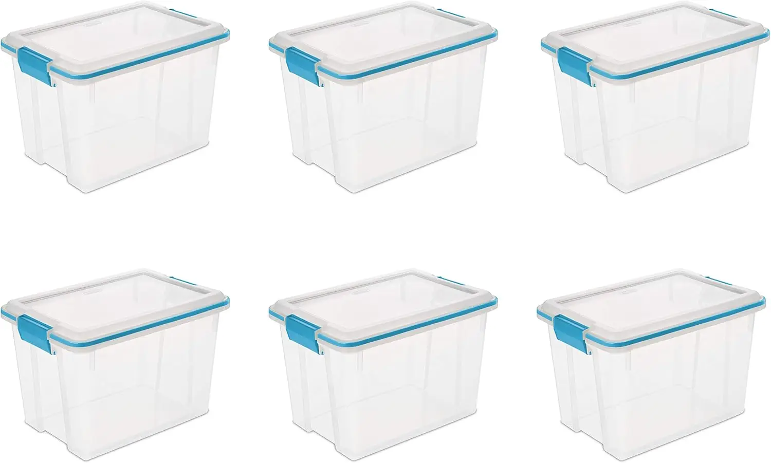 

20 Qt Gasket Box, Stackable Storage Bin with Latching Lid, Clear Plastic Container, 6-Pack