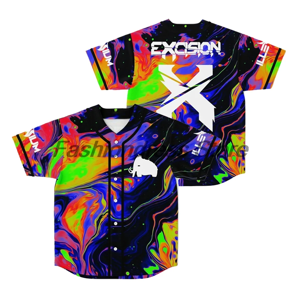 

Excision Illenium All in one Merch Baseball Jersey V-Neck Short Sleeve Button-up Shirts Women Men Streetwear Tops